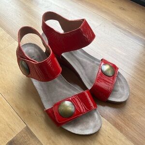 Taos Red Women's Sandals with Gold Accents Size 39